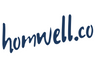 Navy blue 'homwell.co' logo on a white background