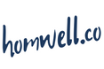 Navy blue 'homwell.co' logo on a white background